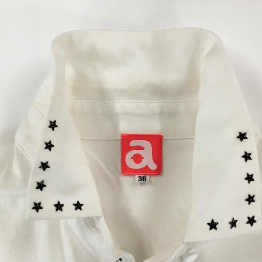 archivio（アルチビオ） 長袖ポロシャツ 白 襟・前立て星リベット