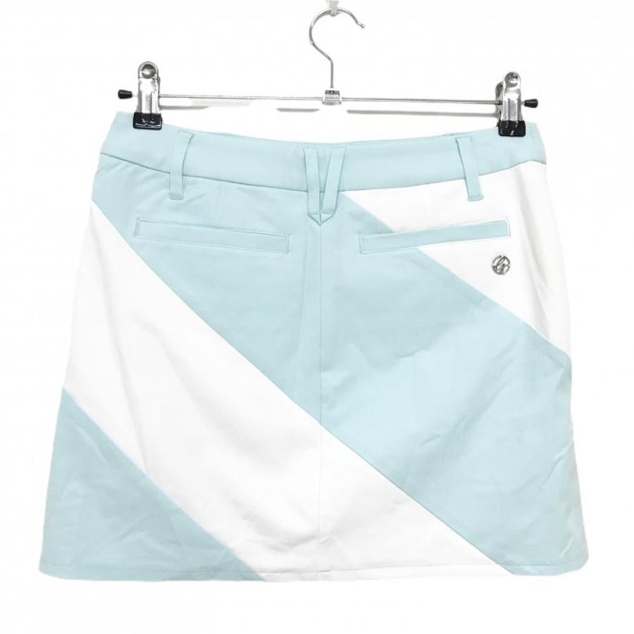 DESCENTE GOLF 【美品】デサントゴルフ スカート ライトブルー×白 裾