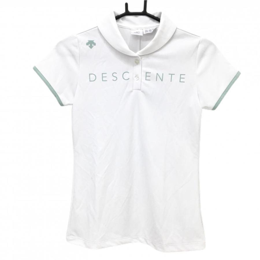 DESCENTE レディース ゴルフウェア ポロシャツ ホワイト　Mサイズ DESCENTE GOLF 【新品】デサントゴルフ 半袖ポロシャツ 白×ライト