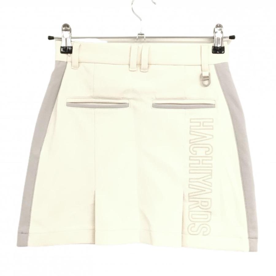 美品】ハチヤーズ スカート アイボリー×グレー サイド切替 後