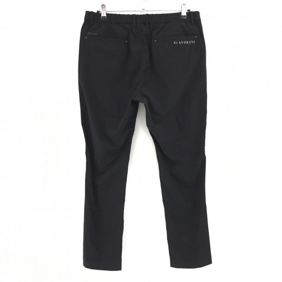 【超美品】セントアンドリュース パンツ 黒 後ろロゴ刺しゅう ウエストゴム ストレッチ メンズ LL ゴルフウェア St ANDREWS St ANDREWS 【超美品】セントアンドリュース パンツ 黒 後ろロゴ