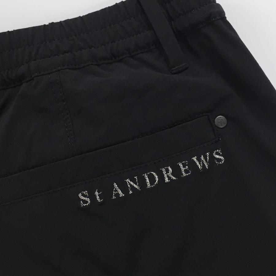 【超美品】セントアンドリュース パンツ 黒 後ろロゴ刺しゅう ウエストゴム ストレッチ メンズ LL ゴルフウェア St ANDREWS St ANDREWS 【超美品】セントアンドリュース パンツ 黒 後ろロゴ