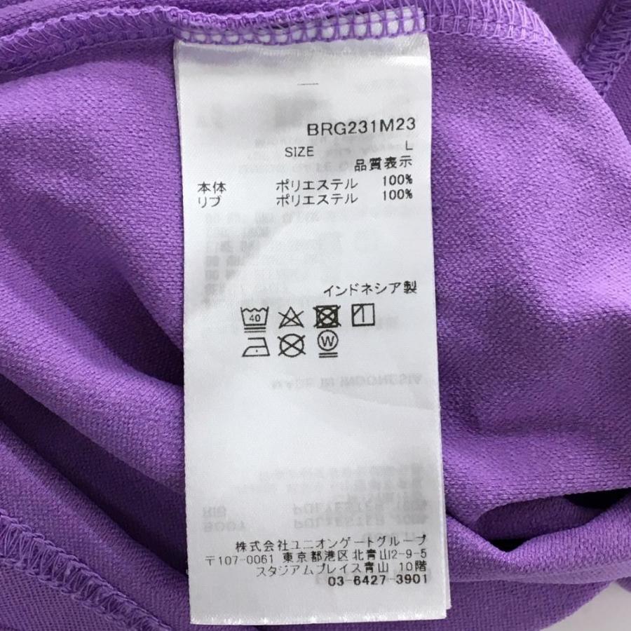 【超美品】ブリーフィング 半袖ポロシャツ パープル ロゴグリーン メンズ L ゴルフウェア BRIEFING