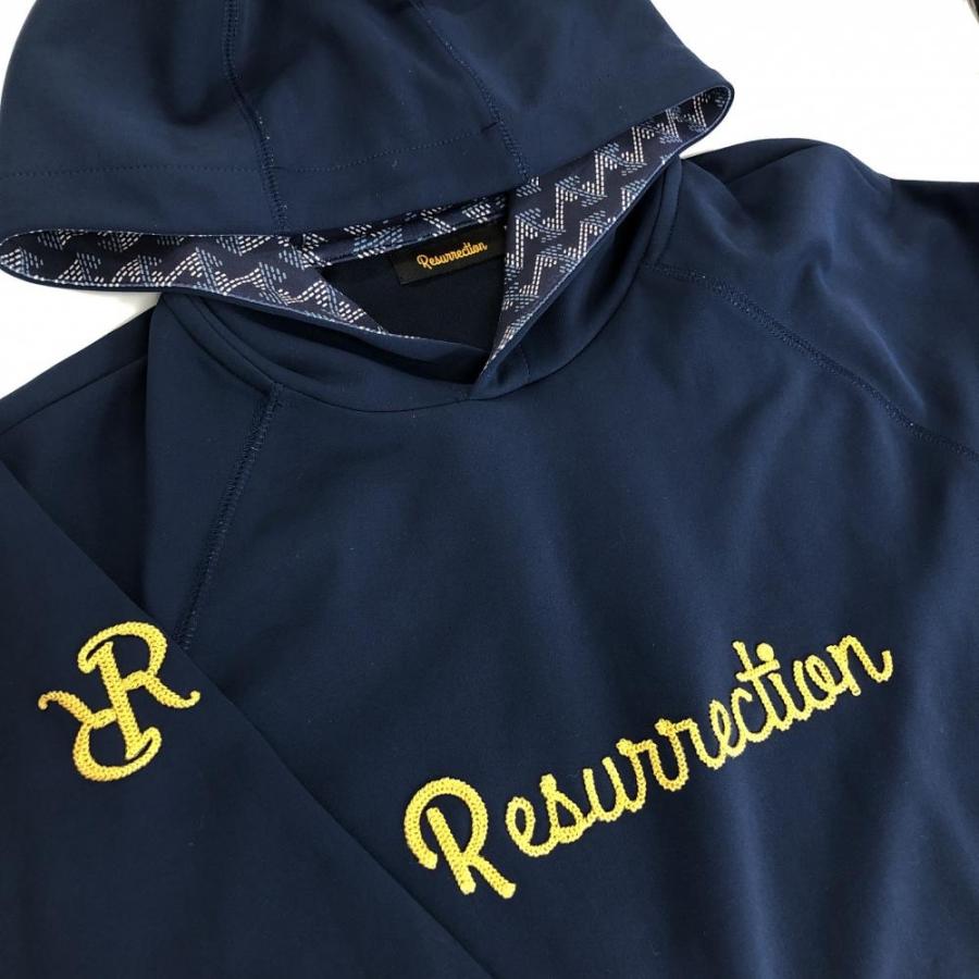 レザレクション　新品　M寸　ネイビー　パーカー Resurrection 【美品】レザレクション パーカー ネイビー ロゴ刺しゅう