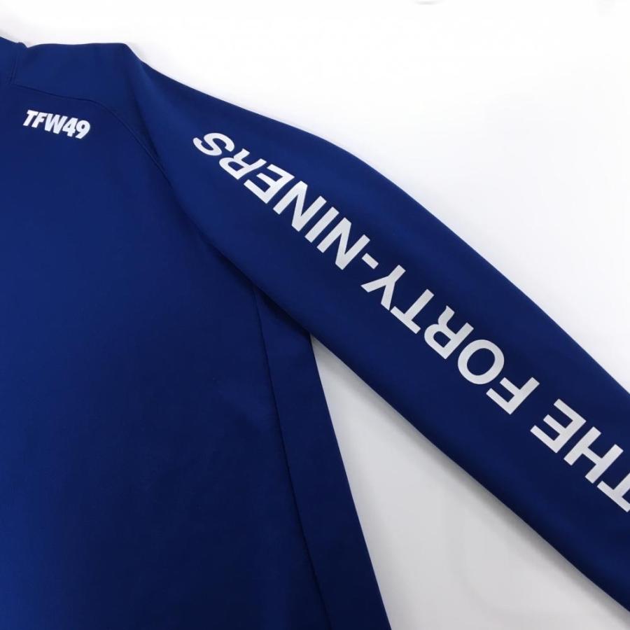 tfw49 ゴルフウェア　長袖　タグ付き　ブルートップス TFW49 【美品】TFW49 長袖ハイネックシャツ ブルー×白 ロゴ ストレッチ