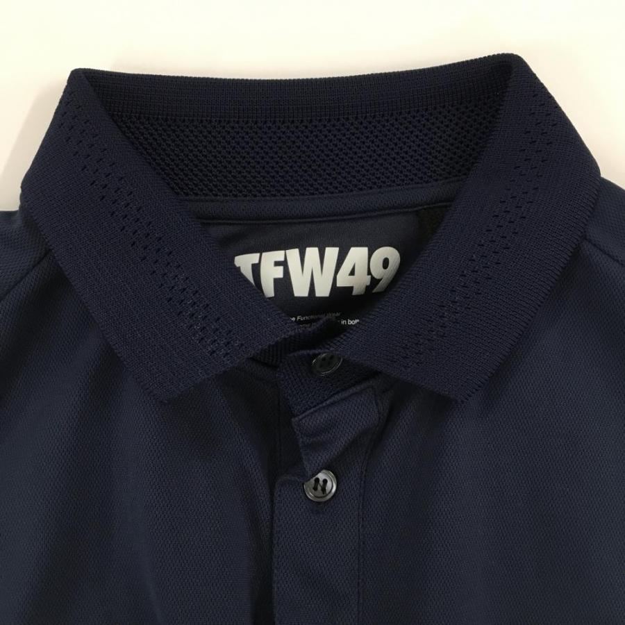 TFW49 【超美品】TFW49 半袖ポロシャツ ネイビー 袖口蛍光ピンク 襟