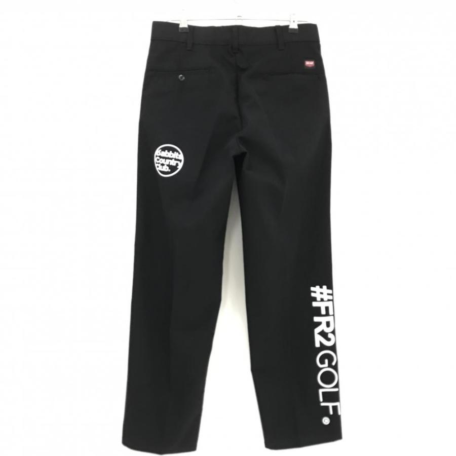 FR2 GOLF メンズパンツ 黒/白 超美品】エフアールツー パンツ 黒×白 後ろ裾ビッグロゴ メンズ L