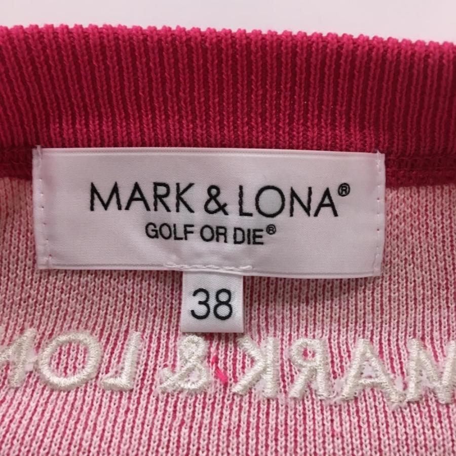 【超美品】マークアンドロナ セーター ピンク×イエロー×白 スパンコールス ニット レディース 38(M) ゴルフウェア MARK＆LONAの画像