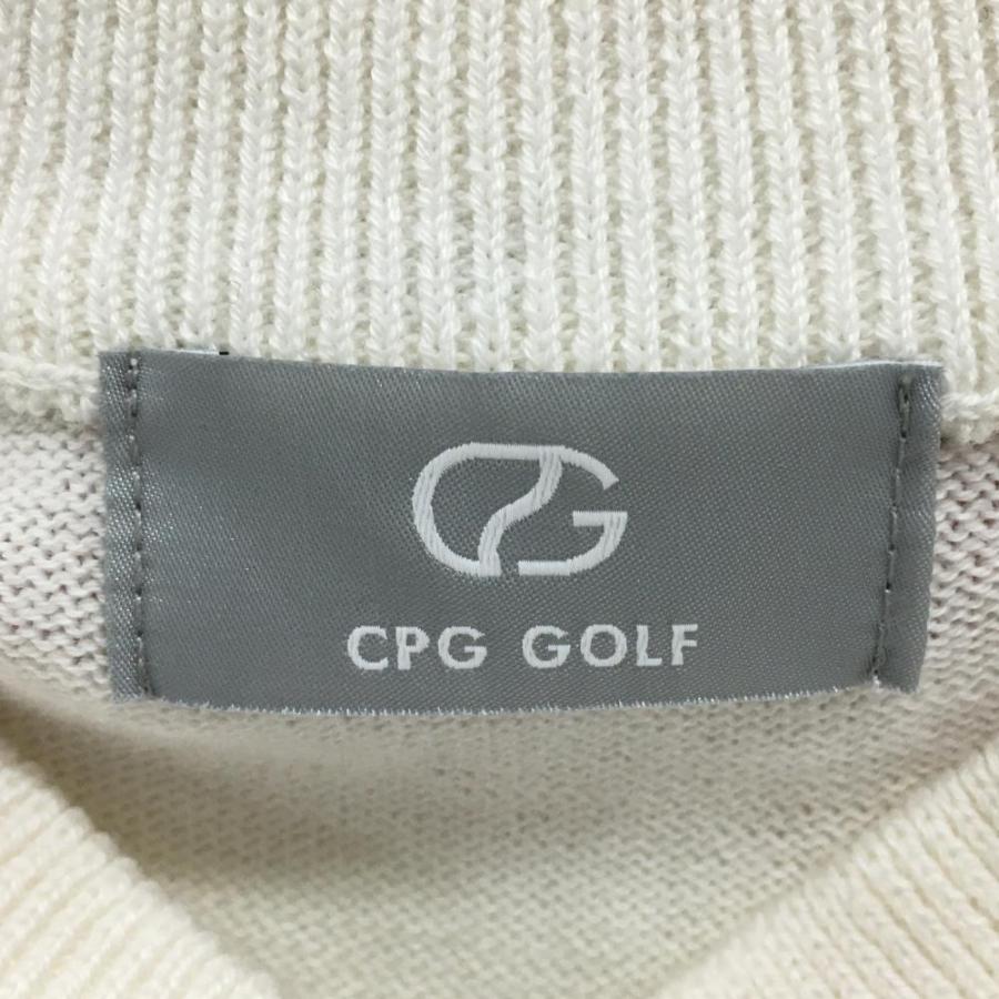 CPG GOLF 【美品】CPG セーター 白×黒 袖ロゴ Vネック ニット
