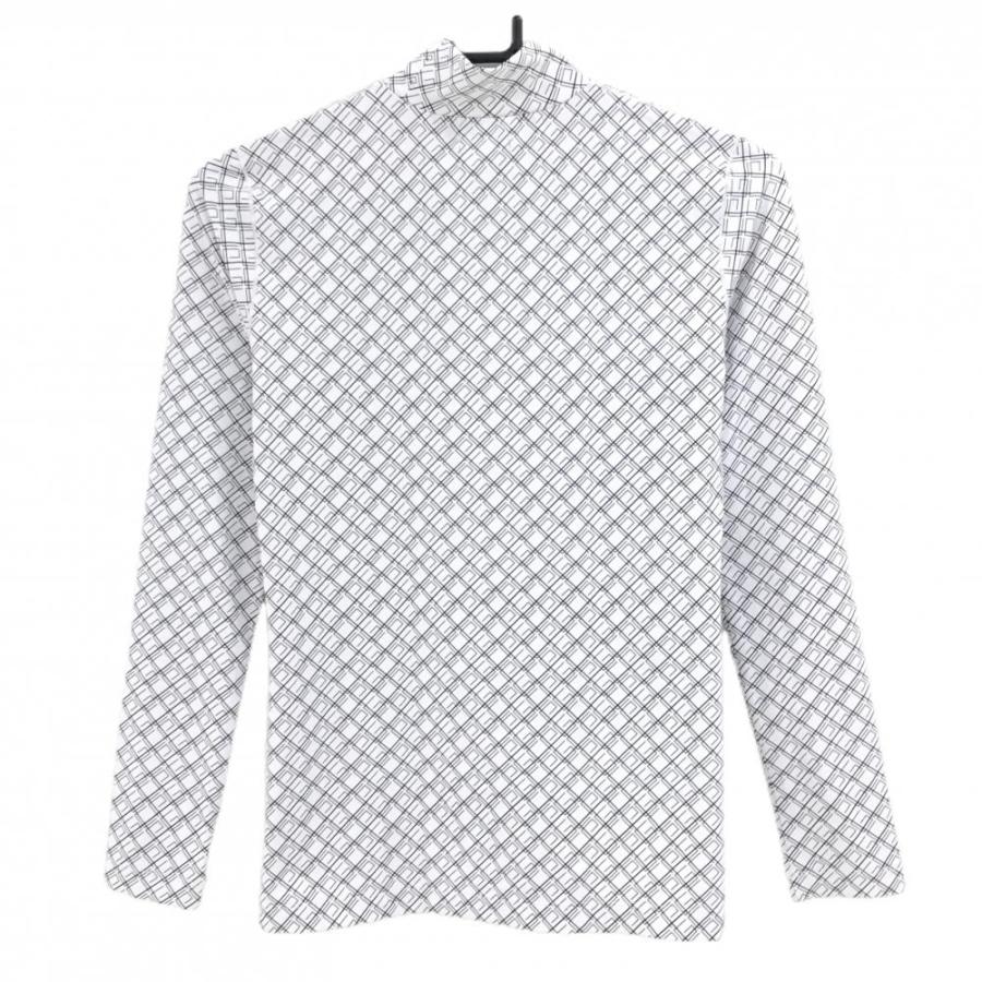CPG GOLF - 【超美品】CPG 長袖ハイネックプルオーバー 白×黒×薄墨色 総柄 のど頚ロゴタイプ レディース 1(S) ゴルフ御召しもの CPG