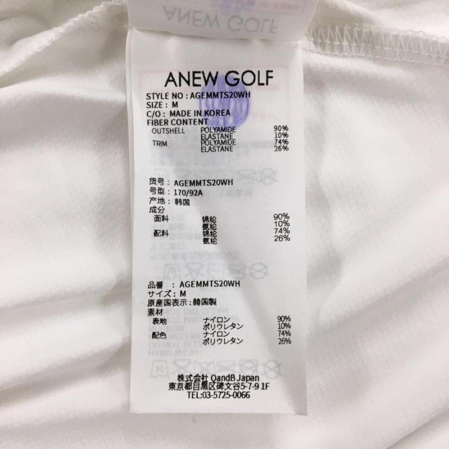 美品】アニューゴルフ 長袖ポロシャツ 白 前身頃総柄地模様 メンズ M 