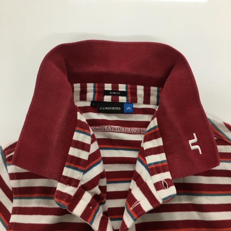 J.LINDEBERG（ジェイリンドバーグ） 半袖ポロシャツ ダークレッド×白