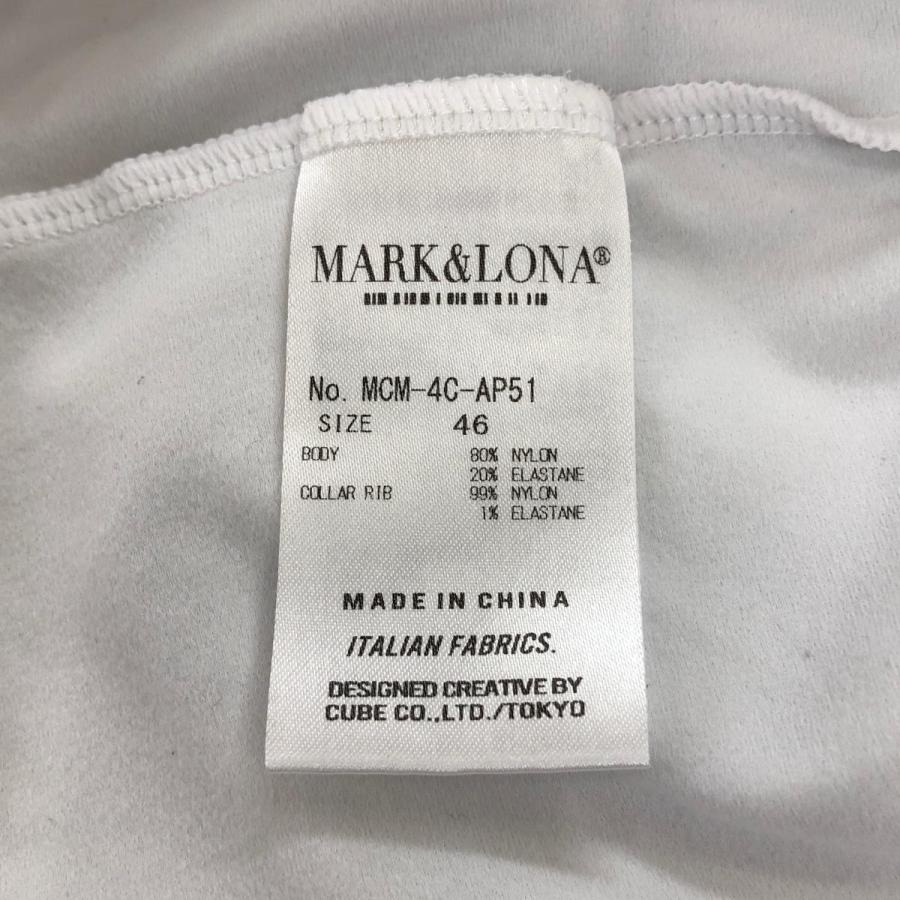 超美品】マークアンドロナ 襟付き長袖シャツ 白×黒 裏微起毛