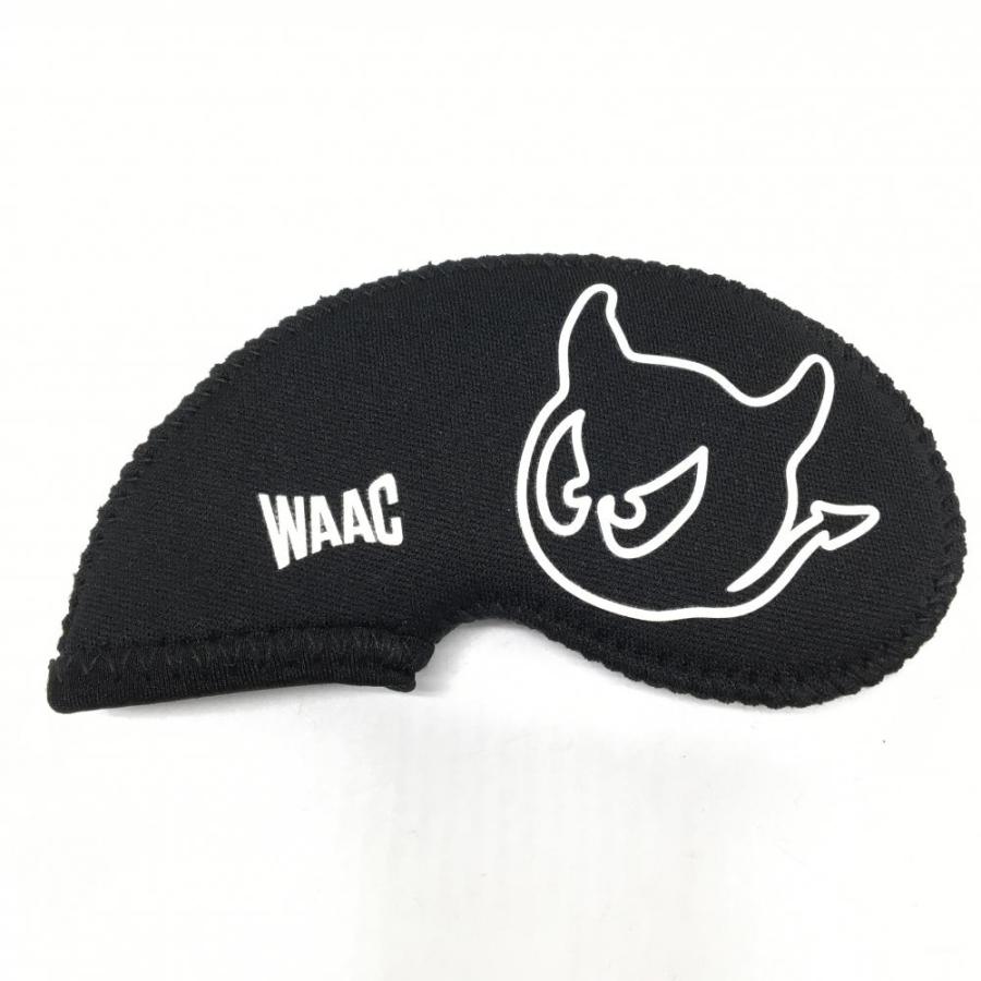 【超美品】ワック アイアンカバー 黒×白 ヘッドカバー 収納ケース付 ゴルフ WAAC