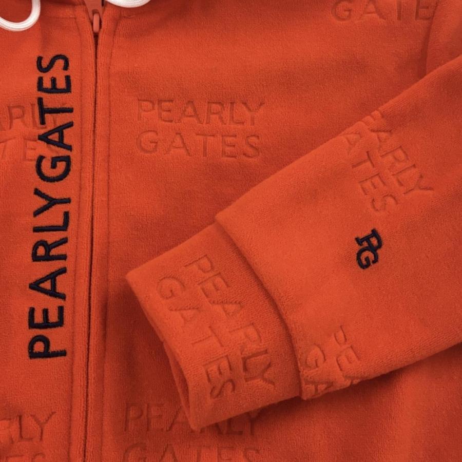 パーリーゲイツ ジップパーカー オレンジ エンボスロゴ総柄 パイル地  メンズ 4(M) ゴルフウェア 2024年モデル PEARLY GATES PEARLY GATES（パーリーゲイツ） ジップパーカー オレンジ エンボス