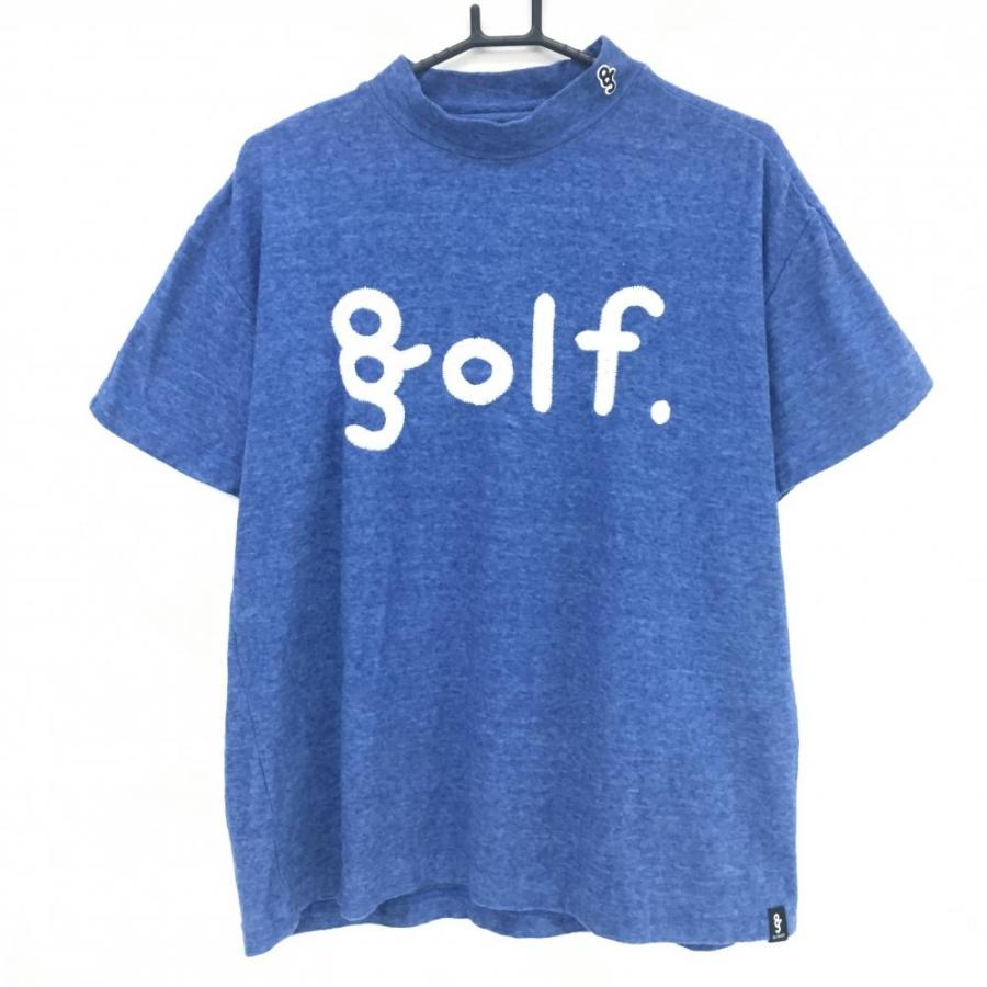 新品未使用⭐︎8G SHOOT 半袖シャツ　Lサイズ 美品】エイジシュート 半袖ハイネックシャツ ネイビーブルー系×白