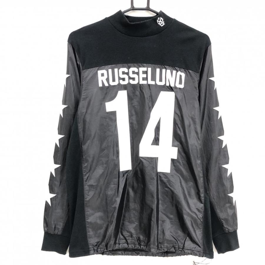 Russeluno（ラッセルノ） 異素材長袖ハイネックシャツ 黒×白