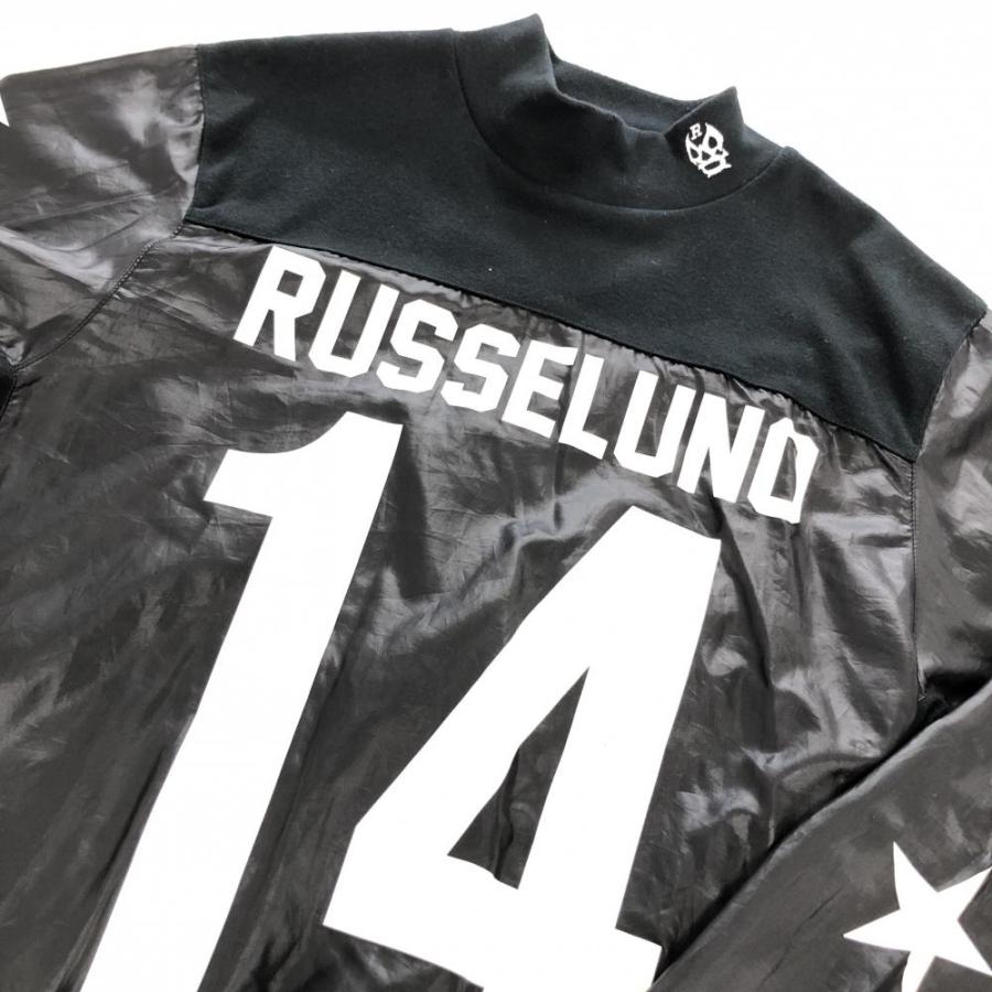 Russeluno（ラッセルノ） 異素材長袖ハイネックシャツ 黒×白
