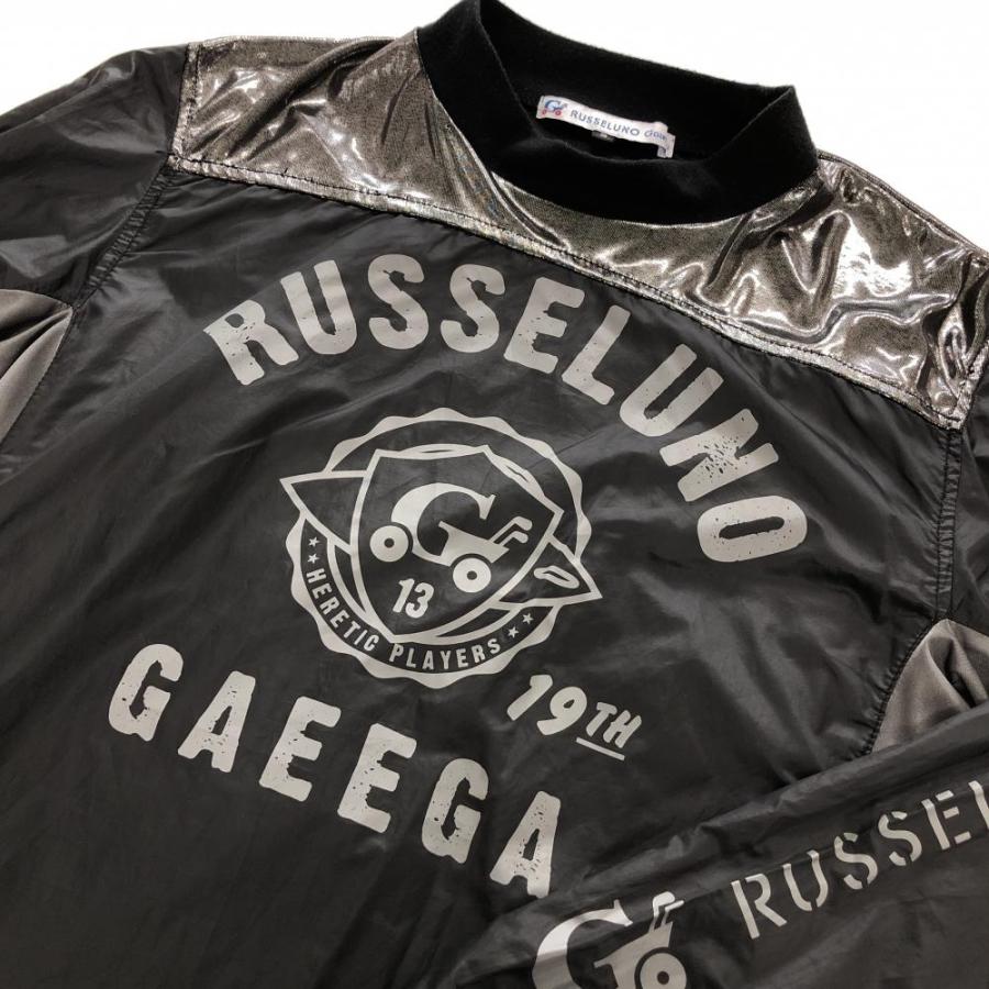 Russeluno（ラッセルノ） 異素材長袖ハイネックシャツ 黒×グレー