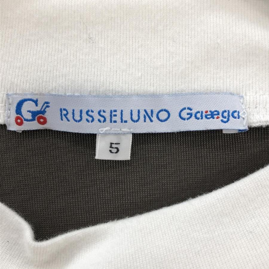 Russeluno（ラッセルノ） 異素材長袖ハイネックシャツ 白×ブルー