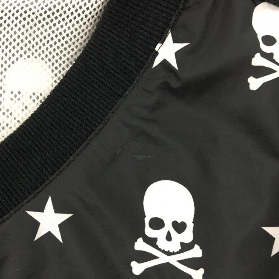 ダンスウィズドラゴン 2WAYスニード 黒×白 スカル総柄 袖着脱可 メッシュ裏地 ブルゾン メンズ 3(L) ゴルフウェア Dance With Dragon Dance With Dragon（ダンスウィズドラゴン） 2WAYスニード 黒×白