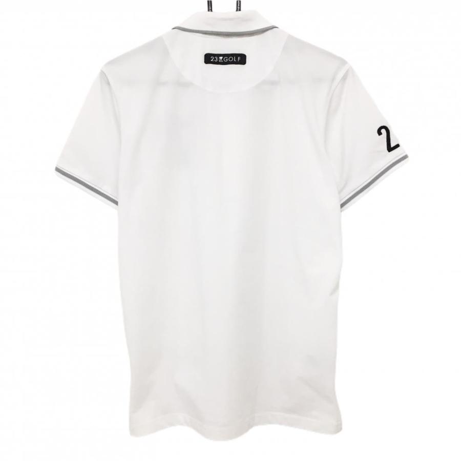 23区GOLF 【美品】23区ゴルフ 半袖ポロシャツ 白×グレー マリン柄
