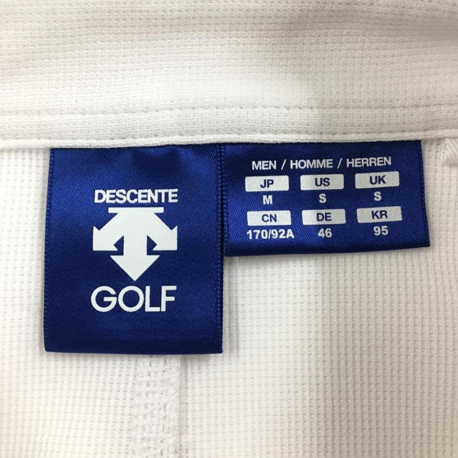 DESCENTE GOLF 【美品】デサントゴルフ 半袖ポロシャツ 白×ブルー 斜め