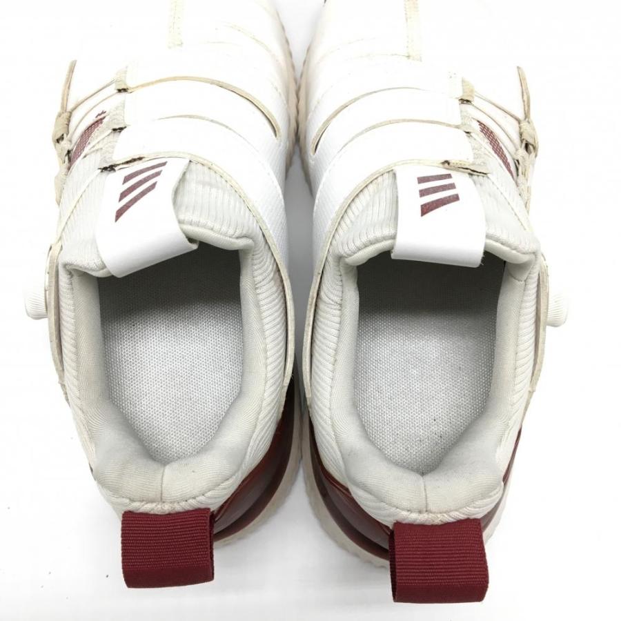 adidas（アディダス） ゴルフシューズ 白×ボルドー 一部チェック