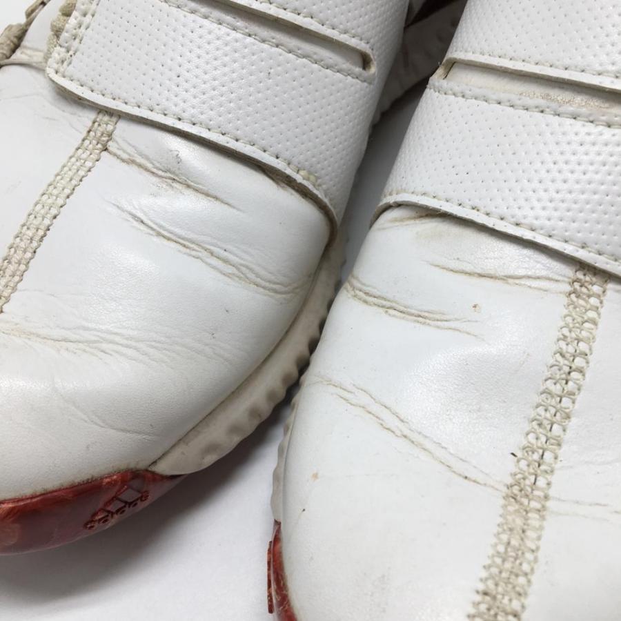 adidas（アディダス） ゴルフシューズ 白×ボルドー 一部チェック