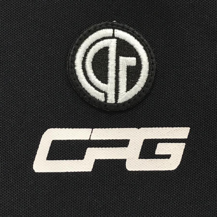 CPG GOLF 【超美品】CPG 襟付長袖シャツ 黒×ベージュ ワッペン ロゴ
