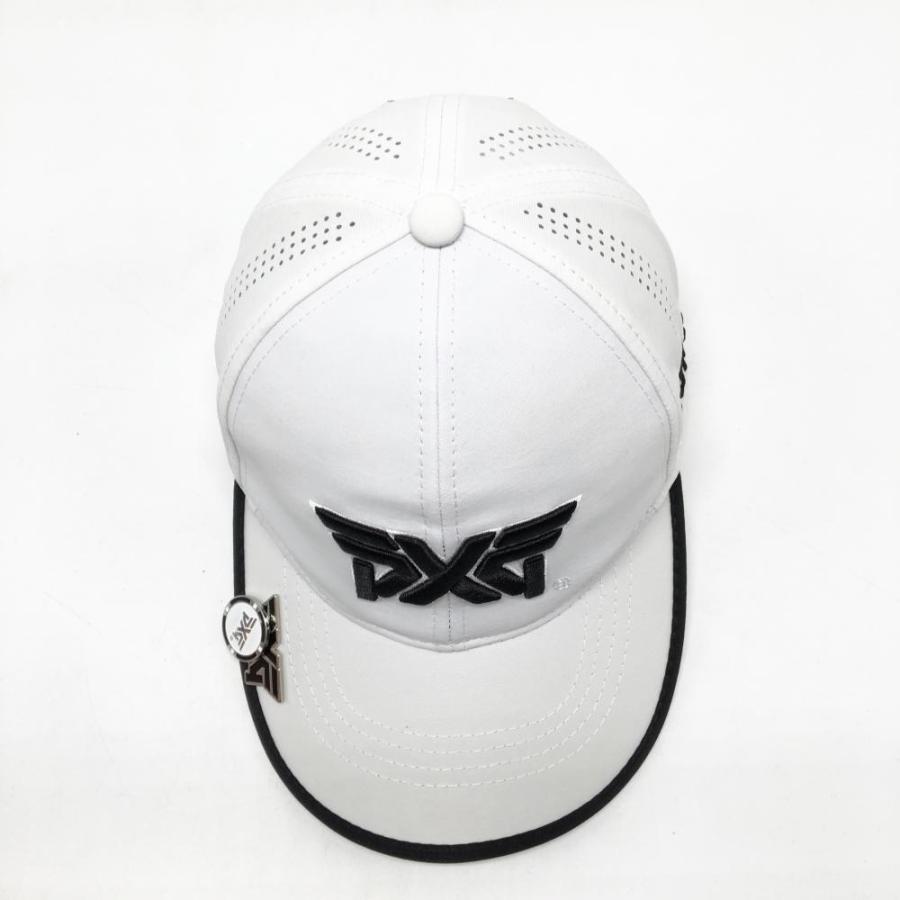 PXG ピーエックスジー キャップ 白×黒 マグネットマーカー付 ロゴ