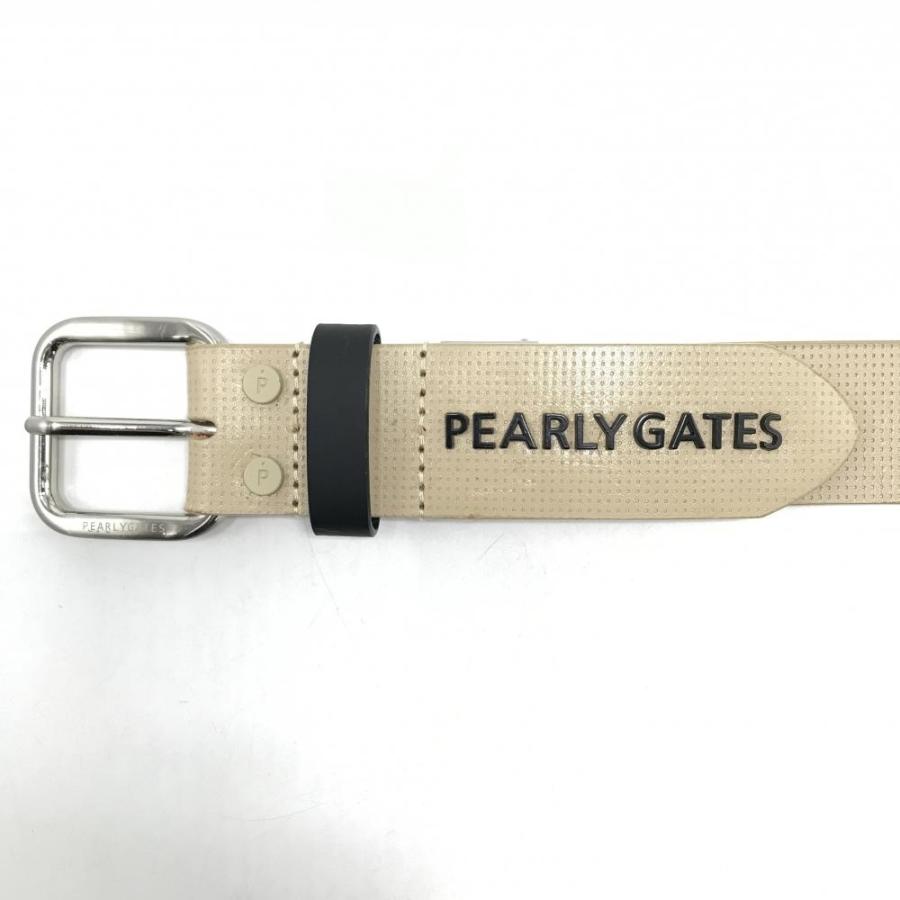 PEARLY GATES（パーリーゲイツ） ベルト ベージュ系×黒 立体ロゴ