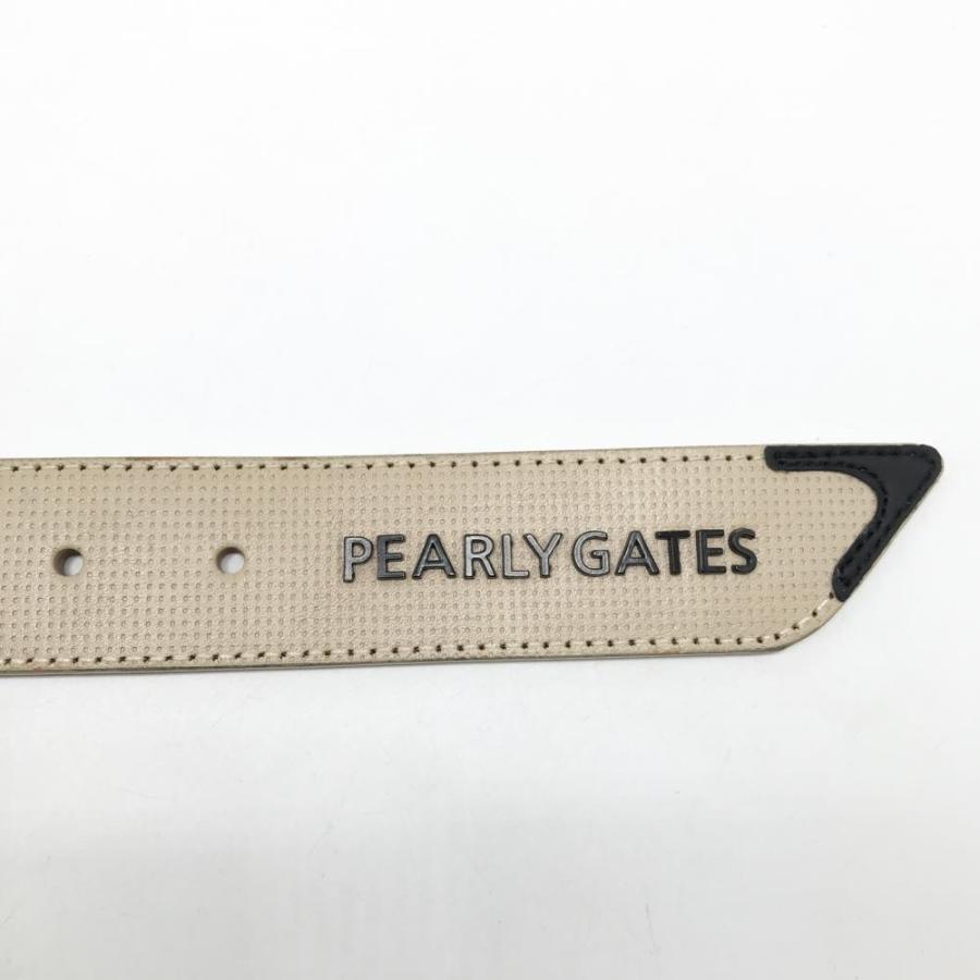 PEARLY GATES（パーリーゲイツ） ベルト ベージュ系×黒 立体ロゴ
