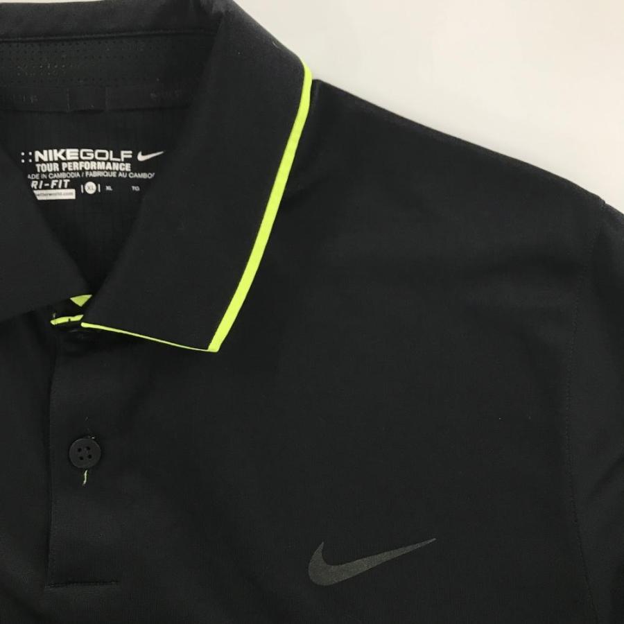 NIKE（ナイキ） 【美品】ナイキゴルフ 半袖ポロシャツ 黒×蛍光イエロー
