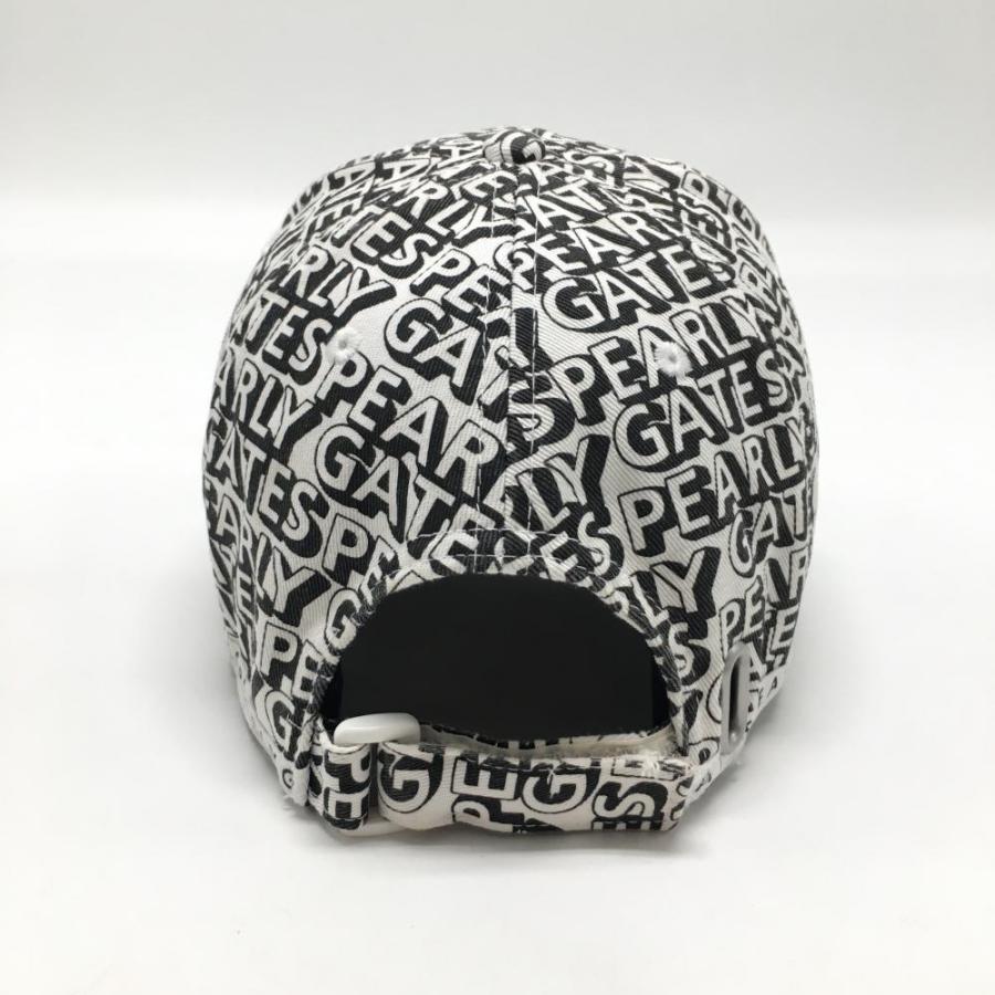 PEARLY GATES ロゴ総柄 キャップ ホワイト PEARLY GATES（パーリーゲイツ） キャップ 黒×白 ロゴ総柄 FR ゴルフ