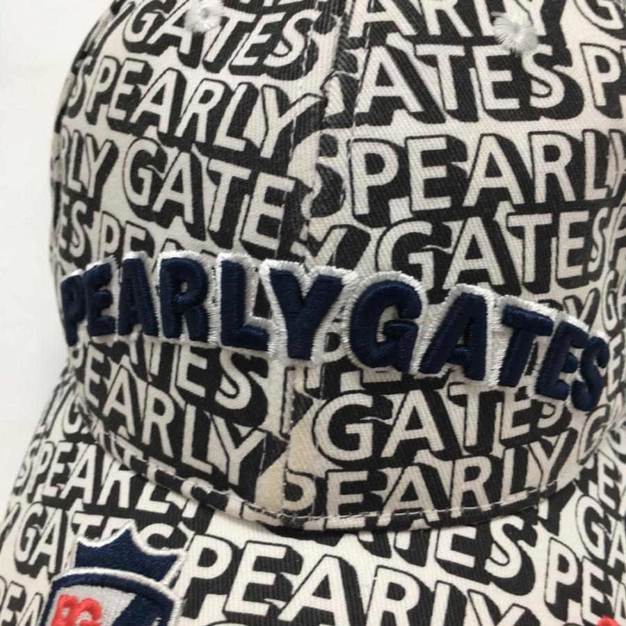 PEARLY GATES（パーリーゲイツ） キャップ 黒×白 ロゴ総柄 FR ゴルフ