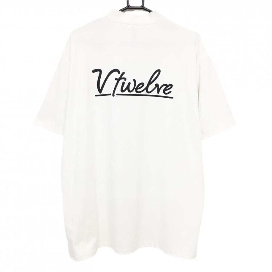 V12 - 【超美品】V12 半袖ハイネックシャツ 黒 ビッグロゴ白 メンズ L ゴルフウェア V12 V12（ヴィ・トゥエルヴ） 【美品】V12 半袖ハイネックシャツ 白×黒