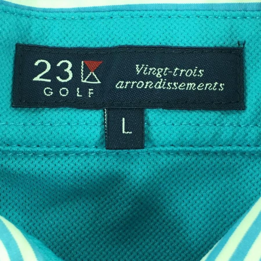 23区GOLF 【美品】23区ゴルフ 半袖ポロシャツ ブルー系 襟ボーダー