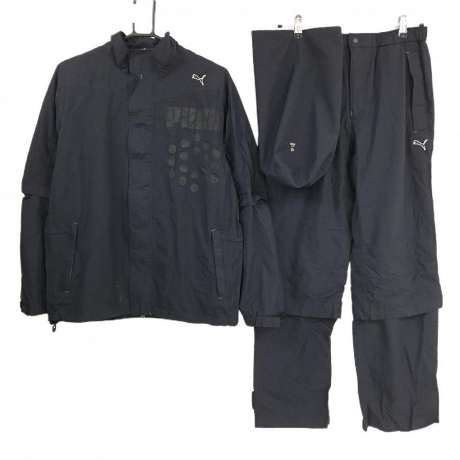 【極美品】プーマ ゴルフ 2WAY レインウェア 上下セットアップ XL O PUMA（プーマ） レインウェア(2WAYジャケット×パンツ) 黒 裏メッシュ