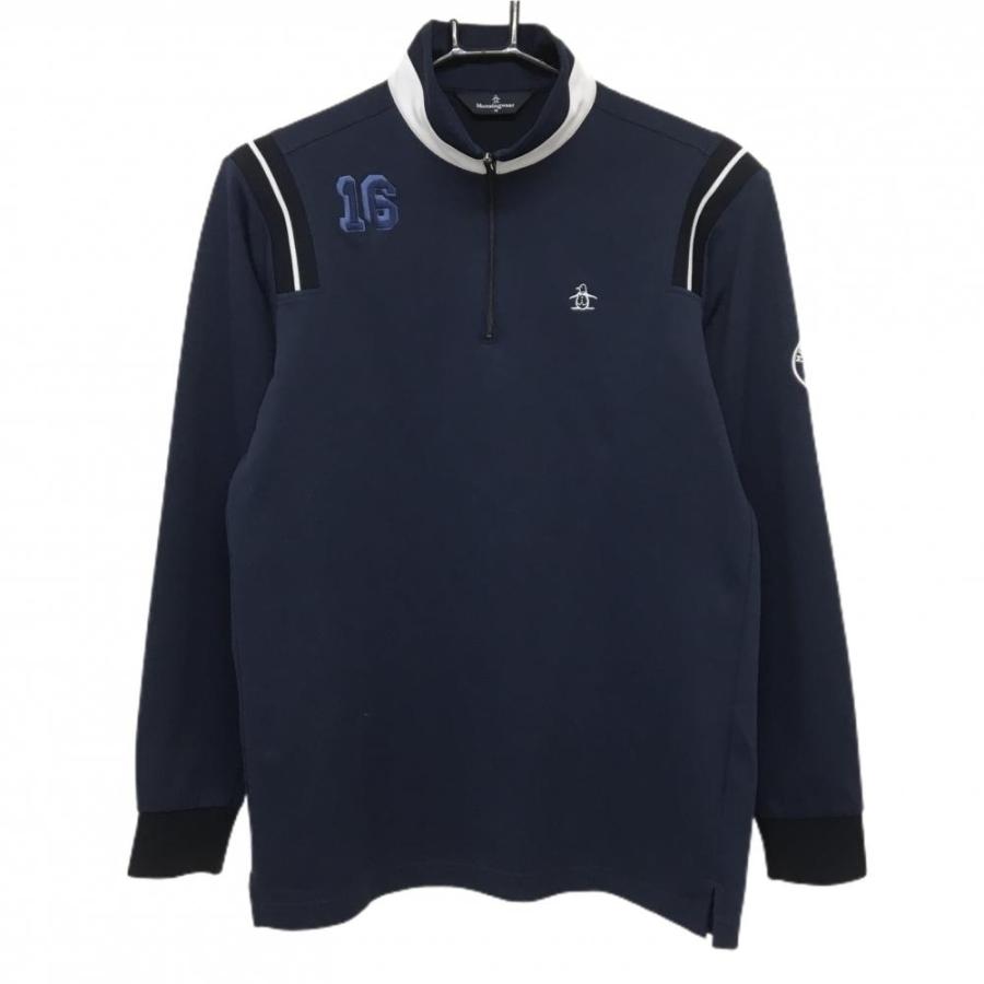 Munsingwear 長袖シャツ ハーフジップ ネイビー 3L 新品 Munsingwear（マンシングウェア） 長袖ハイネックシャツ ネイビー×白