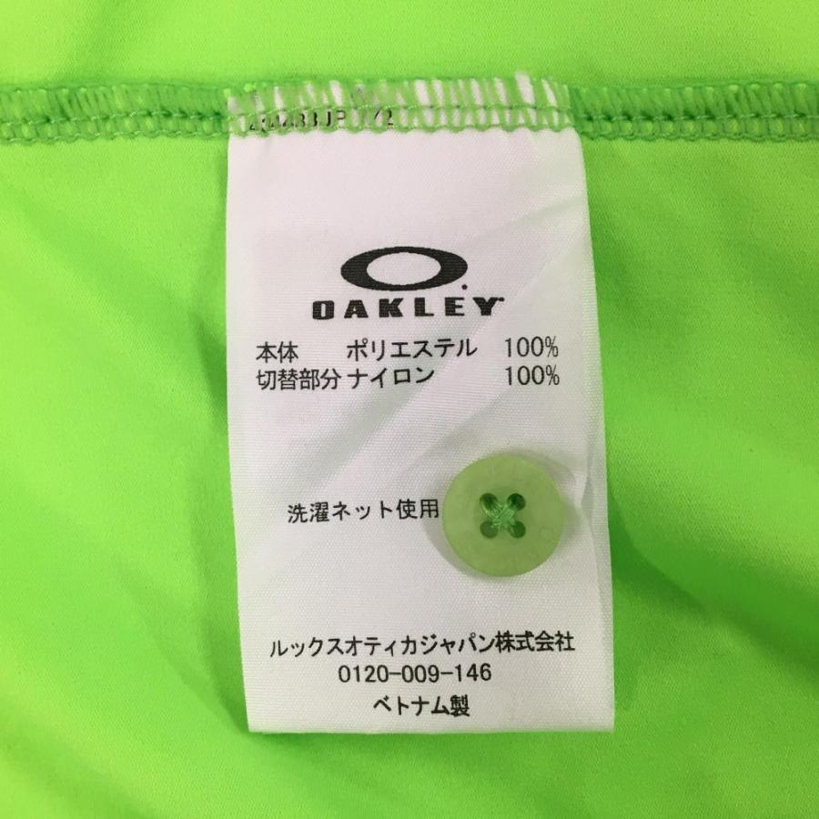 OAKLEY（オークリー） 長袖ポロシャツ 蛍光グリーン×黒 センター英字