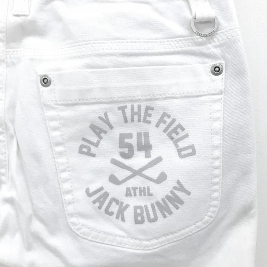 【美品】ジャックバニー バックロゴボトムス ゴルフウェア 白 6 ストレッチ Jack Bunny!!（ジャックバニー） パンツ 白×ライトグレー 後ろロゴ
