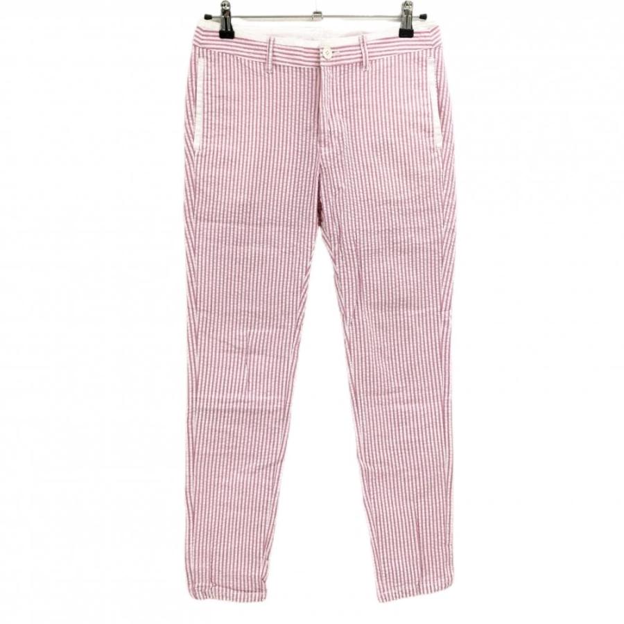 【美品】セントアンドリュース サッカーストライプ ストレッチパンツ 白 LL St ANDREWS 【美品】セントアンドリュース パンツ 白×ピンク