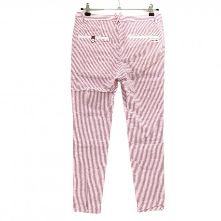 【美品】セントアンドリュース サッカーストライプ ストレッチパンツ 白 LL St ANDREWS 【美品】セントアンドリュース パンツ 白×ピンク