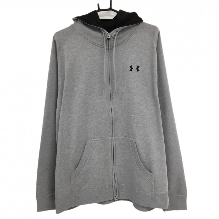 新品　アンダーアーマー ロゴ入りジップパーカーブルゾン「XXLサイズ」 UNDER ARMOUR（アンダーアーマー） ジップパーカー グレー ロゴ