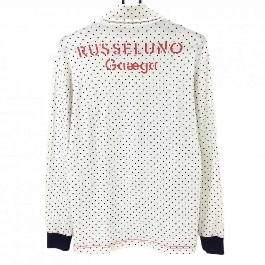 ラッセルノ Russeluno ゴルフ ハイネックシャツ Russeluno（ラッセルノ） 長袖ハイネックシャツ 白×ネイビー ドット 胸