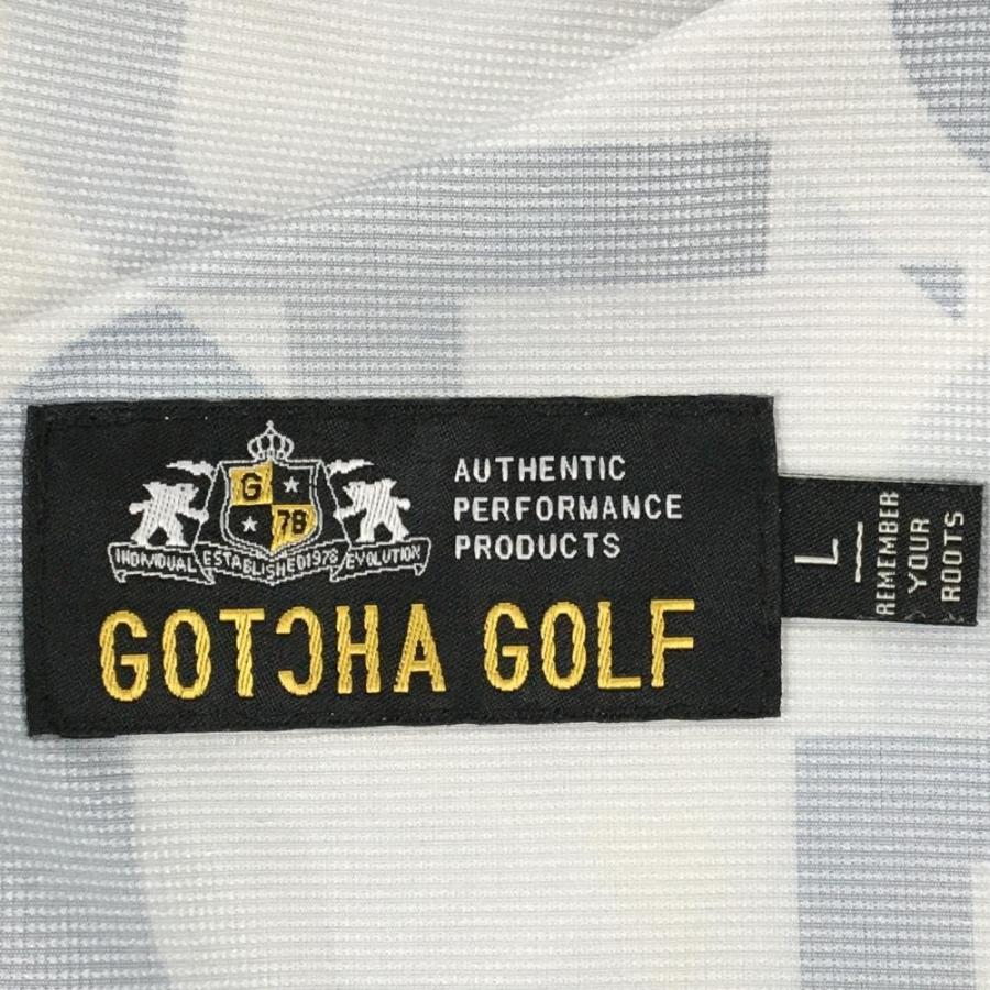 GOTCHA GOLF ガッチャゴルフ パンツ 白×ネイビー ロゴ総柄 ストレッチ