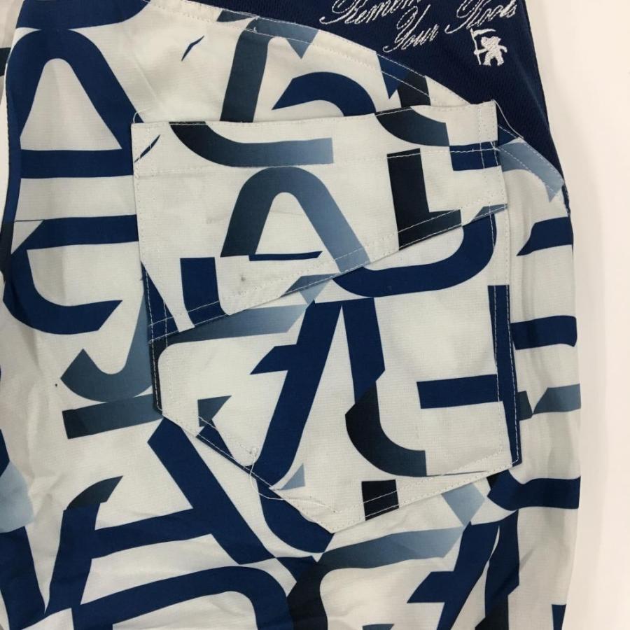 GOTCHA GOLF ガッチャゴルフ パンツ 白×ネイビー ロゴ総柄 ストレッチ