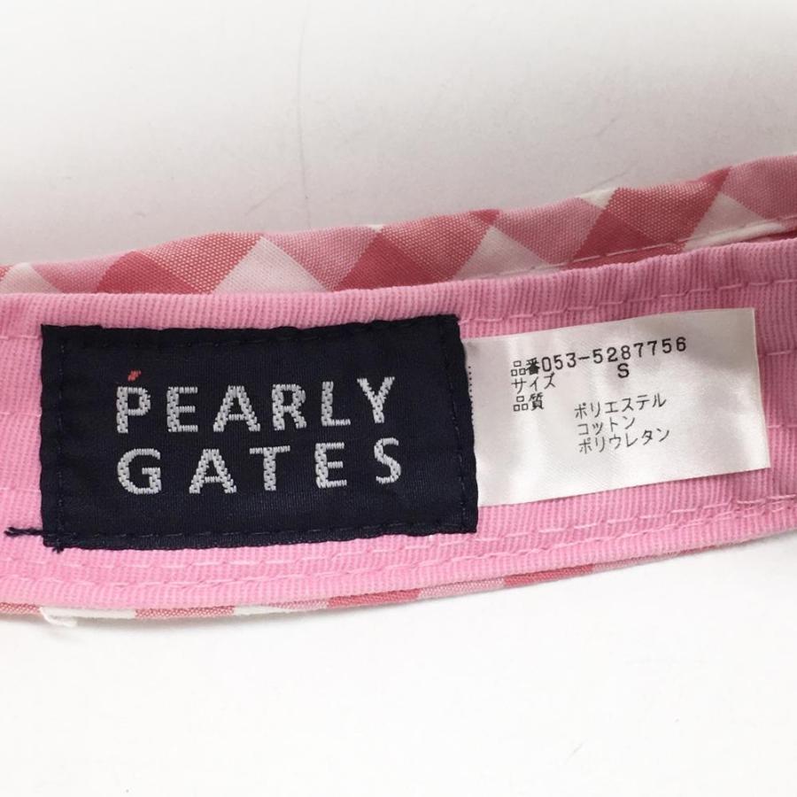 PEARL YGATESのピンクと白のストライプ バイザー PEARLY GATES（パーリーゲイツ） サンバイザー ピンク×白 ギンガム