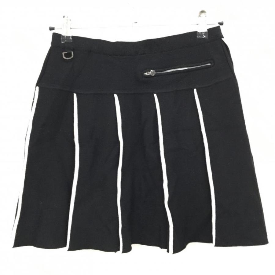 DESCENTE GOLF デサントゴルフ ニットスカート 黒×白 プリーツ